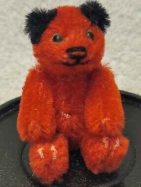SCHUCO RARE RED VINTAGE 1950's - MINIATURE JOINTED TEDDY BEAR